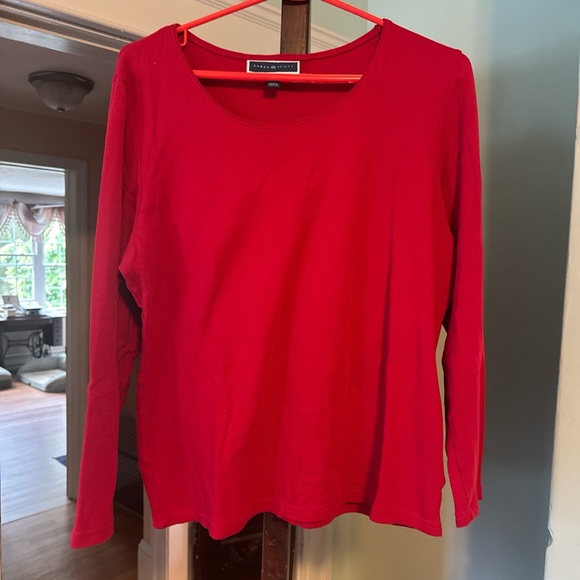 Karen Scott Vibrant Red Long Sleeve Blouse - Picture 1 of 4